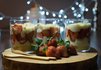 Close-up of breakfast served on table