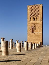 View of historical building against clear blue sky