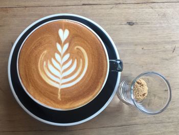 High angle view of coffee on table