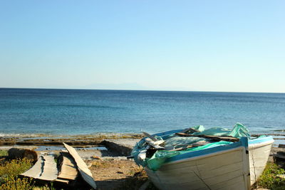 Scenic view of sea against clear sky