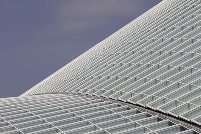 Low angle view of modern building against clear sky