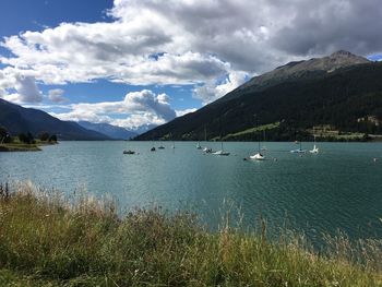 Scenic view of lake against sky