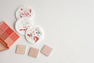 High angle view of food on white background