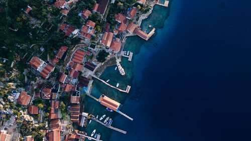 High angle view of buildings in city