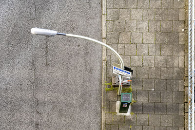 High angle view of text on wall
