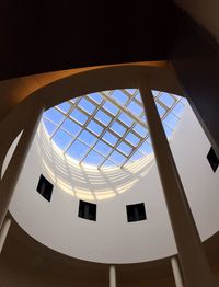 Low angle view of skylight in building