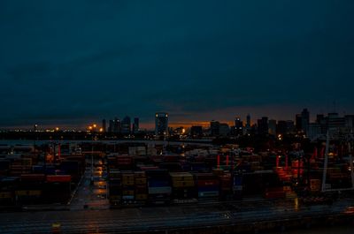 Illuminated cityscape at night