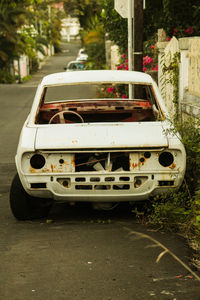 Close-up of car on street