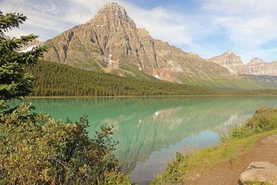 Scenic view of mountain by a lake