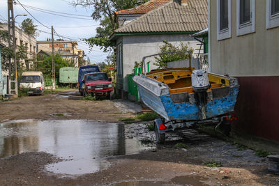 Garbage on road in city