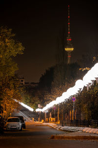 Illuminated street light at night