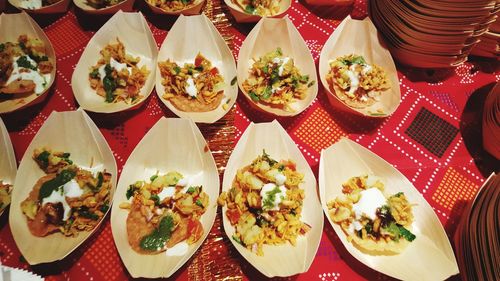 High angle view of food on table