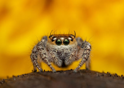 Close-up of spider on rock