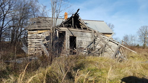 Low angle view of abandoned building