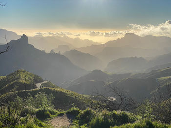 Scenic view of mountains against sky