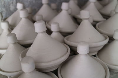 Close-up of pottery at workshop