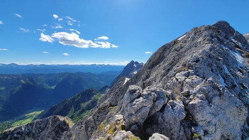 Panoramic view of rocky mountains against sky