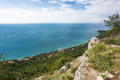 High angle view of beach against sky