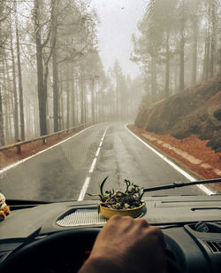 High angle view of car on road