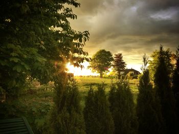 Scenic view of landscape against cloudy sky