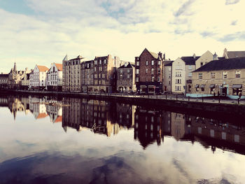 Reflection of buildings in city