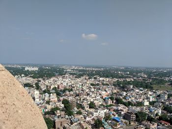 High angle shot of townscape against sky