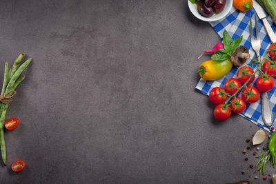 High angle view of fruits against white background