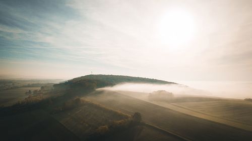 High angle view of road against sky