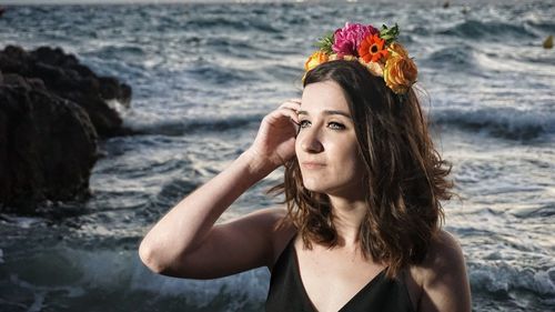 Portrait of woman on beach