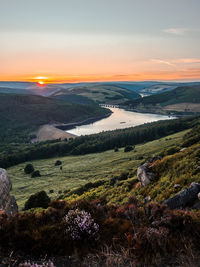 Scenic view of landscape against sky during sunset