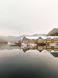 Reflection of buildings in water, siglufjörður