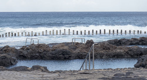 Scenic view of sea against clear sky