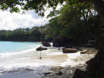 Scenic view of beach against sky