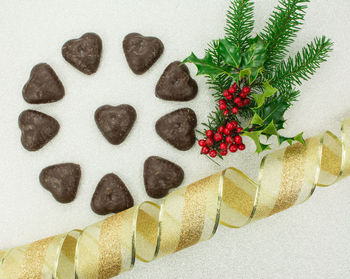 High angle view of cookies on plant