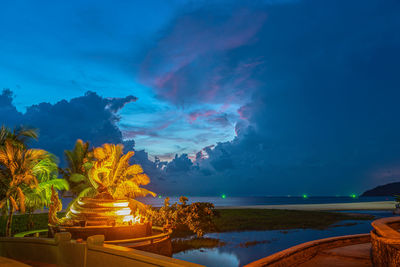 Scenic view of sea against sky at sunset