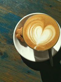 High angle view of coffee on table