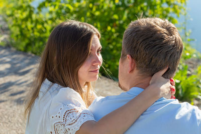 Portrait of couple kissing