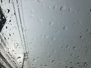 Full frame shot of raindrops on glass window