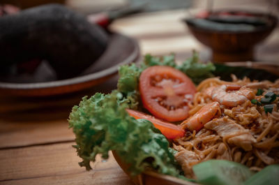 Close-up of pasta in bowl on table