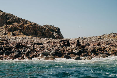 Scenic view of sea against clear sky