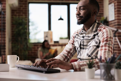 Businessman working at office