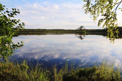 Scenic view of lake against sky