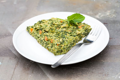 Close-up of food served in plate