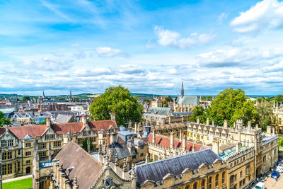 High angle view of townscape against sky