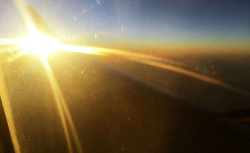 Sun shining through glass window