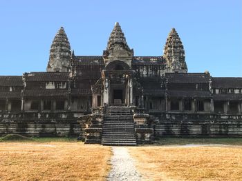 Exterior of temple against clear sky