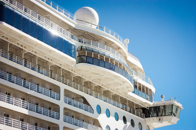 Low angle view of building against blue sky