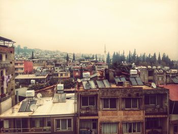 High angle view of townscape against sky