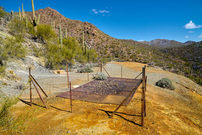 Scenic view of landscape against clear blue sky