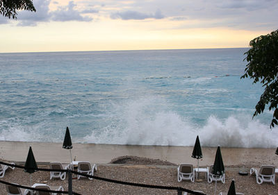 Scenic view of sea against sky during sunset